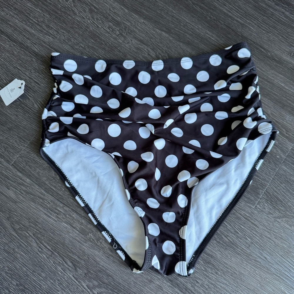 High Waisted Black and White Swimsuit Bottom Small Med Large New NWT